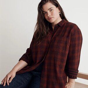NWT - Madewell - Plus Oversized Flannel Button-Down Shirt - 4X